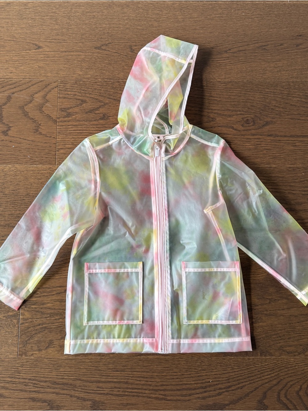 Old Navy Pastel Tie-Dye Clear Hooded Raincoat